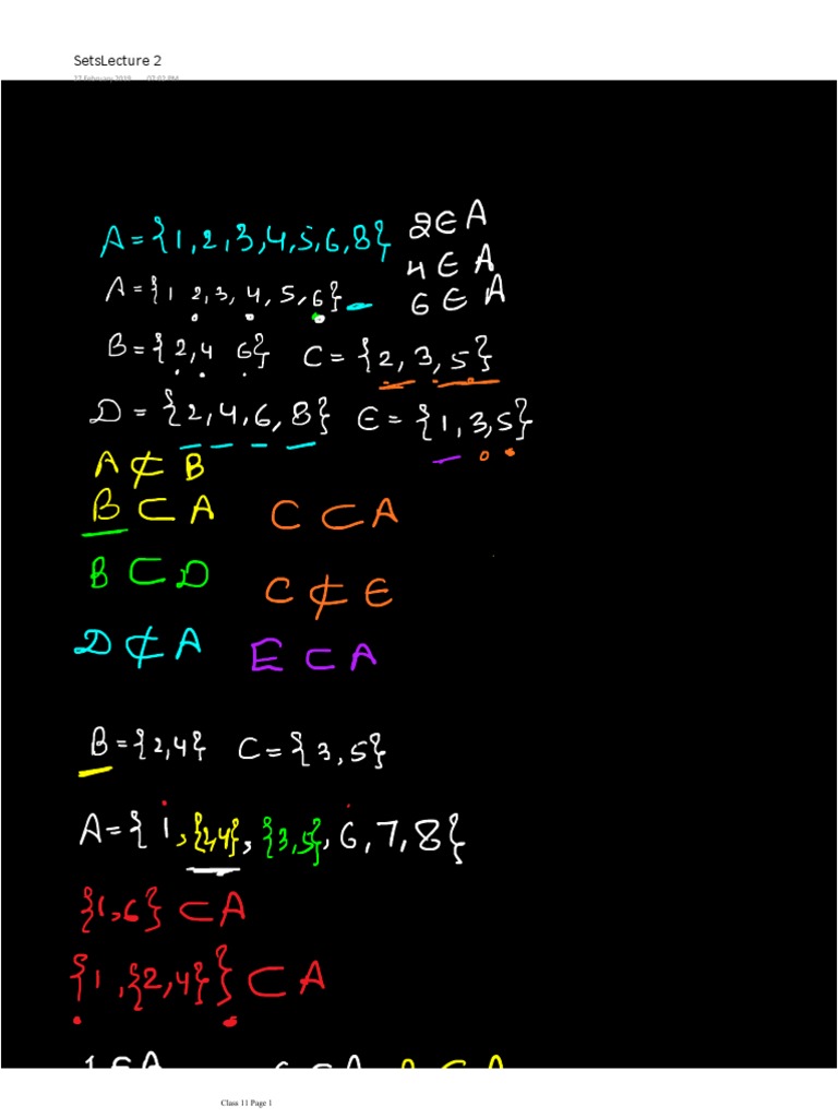 Class 11 Lecture Notes - Sets | PDF