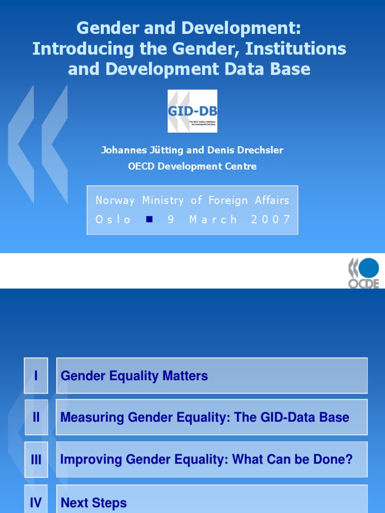 Gender and Development: Introducing The Gender, Institutions and ...