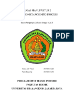 Tugas Manufaktur 2 Ultrasonic Machining Process: Dosen Pengampu: Zulkani Sinaga, Ir.,M.T