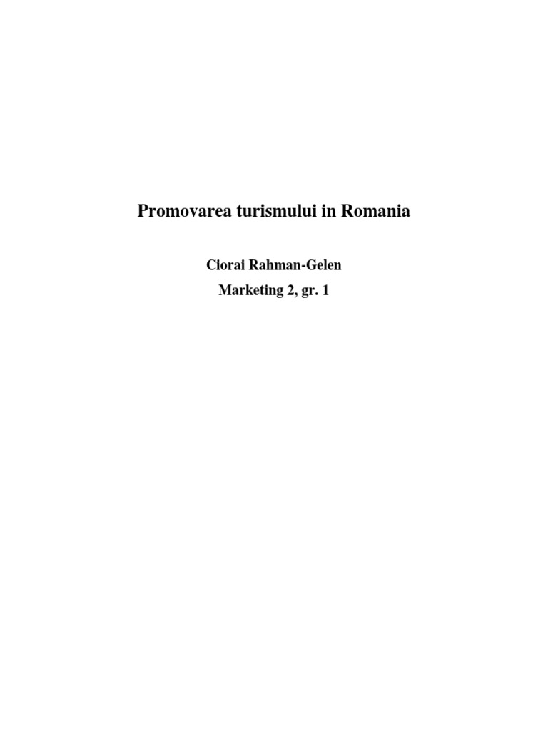 Promovarea Turismului in Romania | PDF