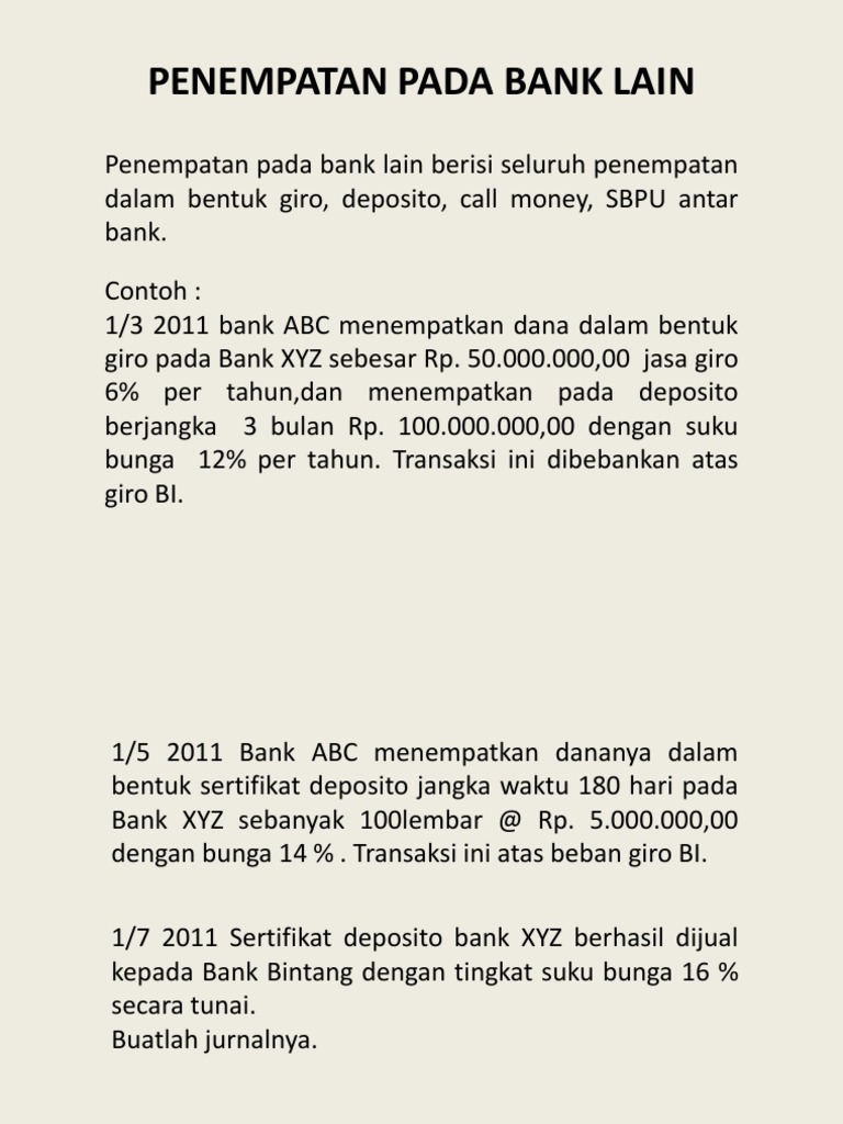 Penempatan Pada Bank Lain
