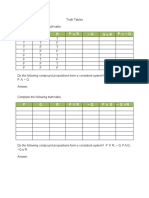 5 Truth Tables Worksheet PDF