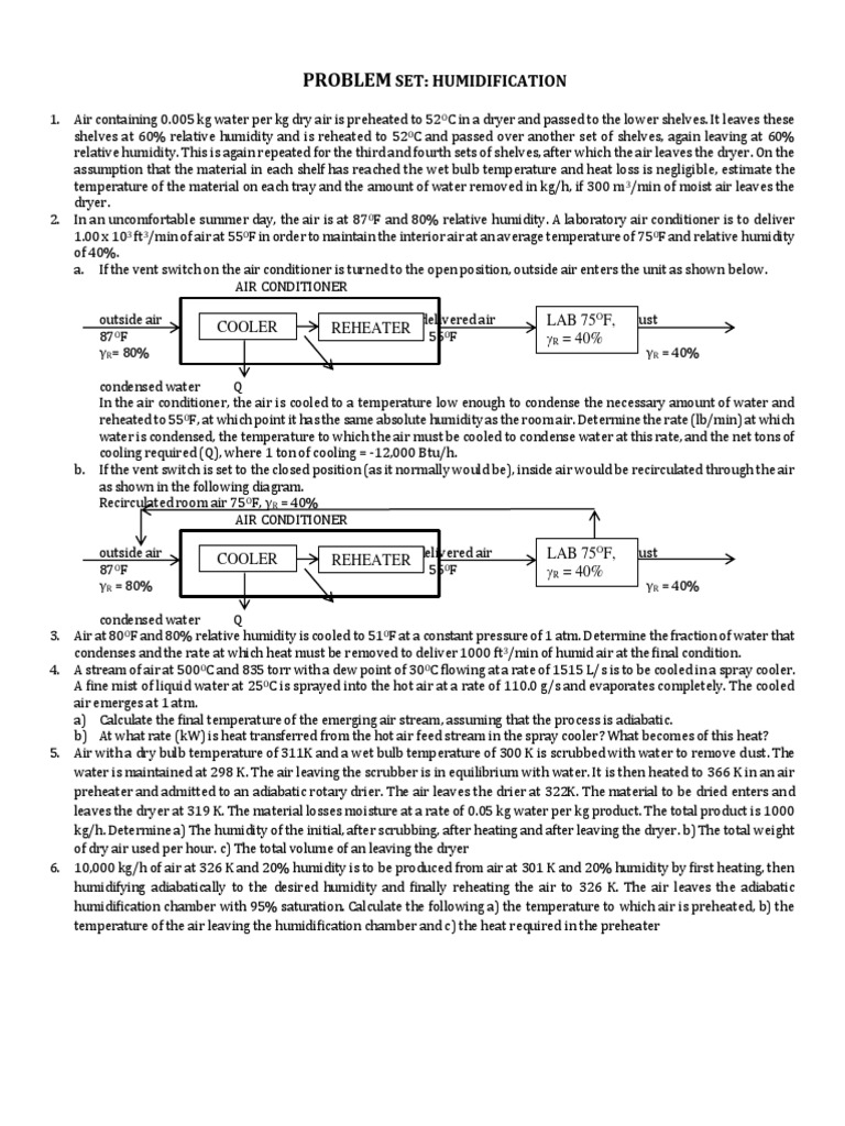 Humidification Problem Set Analysis | PDF | Air Conditioning | Humidity