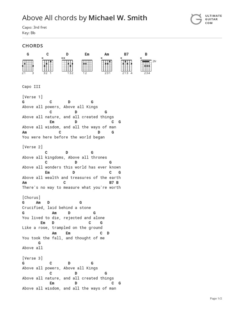 Above all chords by michael w smithtabs ultimate guitar archive