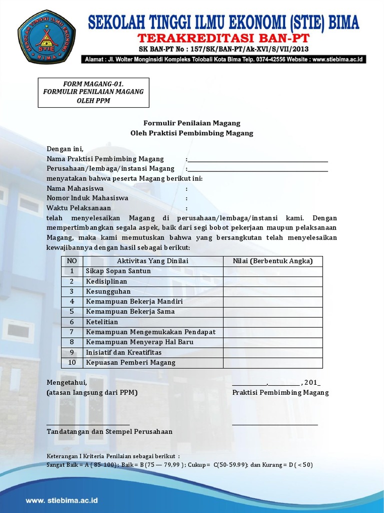Form Magang | PDF