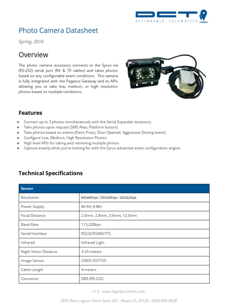 Datasheet SerialCamera en 1 | PDF | Electronics | Equipment