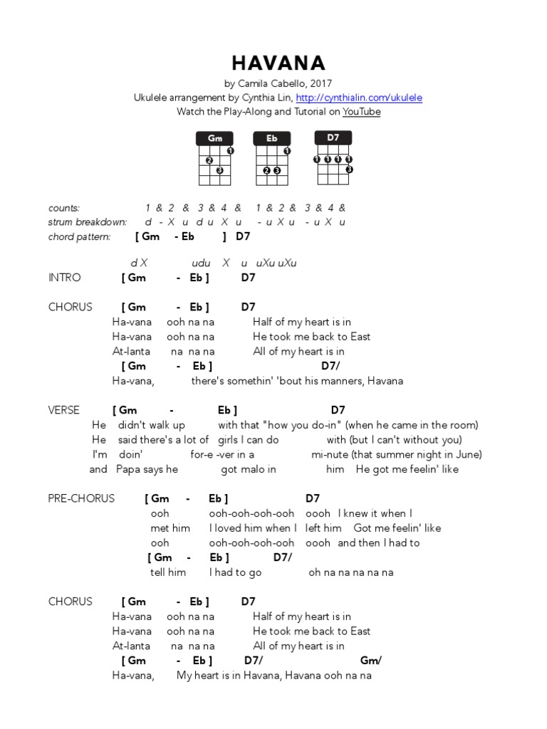 HAVANA - Ukulele Chord Chart.pdf | Musical Forms | Number One Singles
