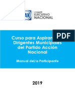 Curso para Aspirantes A Dirigencias Municipales Del PAN 2019. Manual Del Participante.