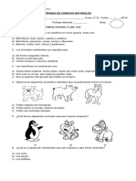  Prueba de Ciencias Naturales Vertebrados