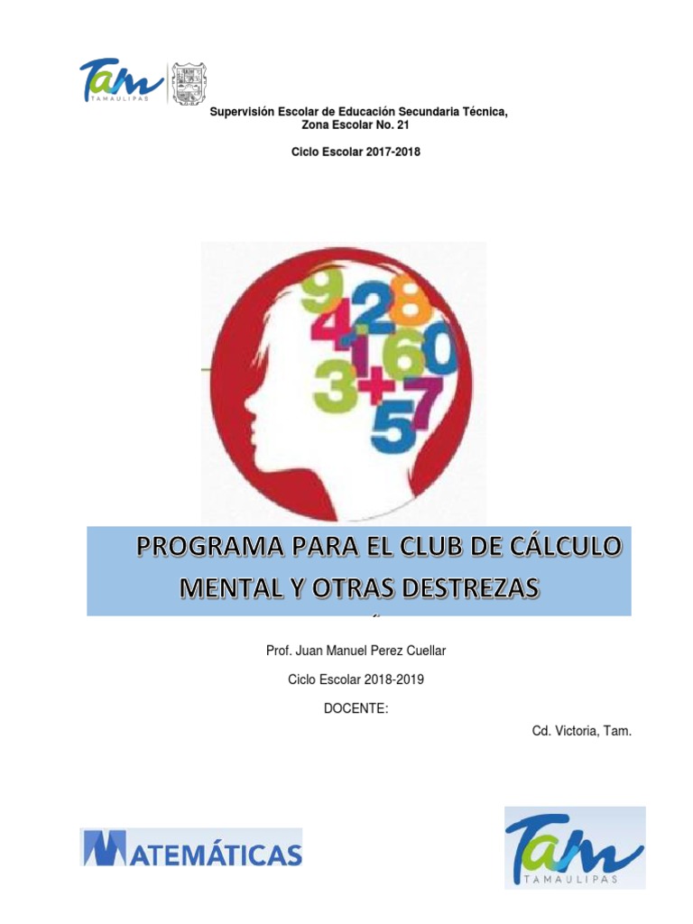 Programa para El Club de Calculo Mental | PDF Fracción (Matemáticas) | Aprendizaje