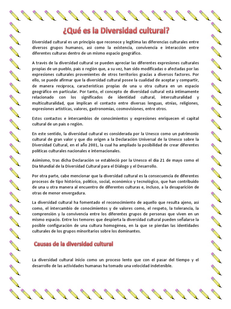 Diversidad Cultural: Conceptos y Ejemplos | PDF | Diversidad cultural ...