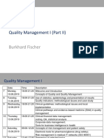Quality Management I (Part II) : Burkhard Fischer