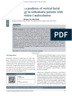 Overjet As A Predictor of Vertical Facial Morphology in Orthodontic Patients