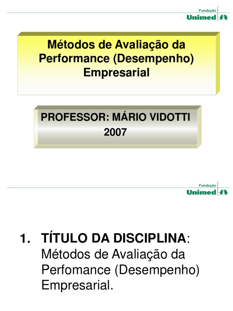 Métodos de Avaliação da Performance Empresarial | PDF | Business ...