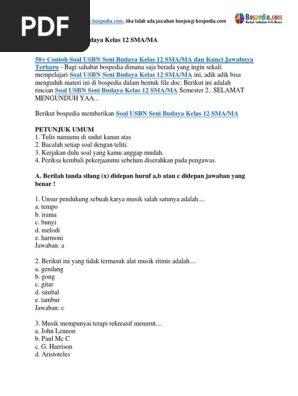 50 Contoh Soal Usbn Seni Budaya Kelas 12 Sma Ma Dan Kunci Jawabnya Docx