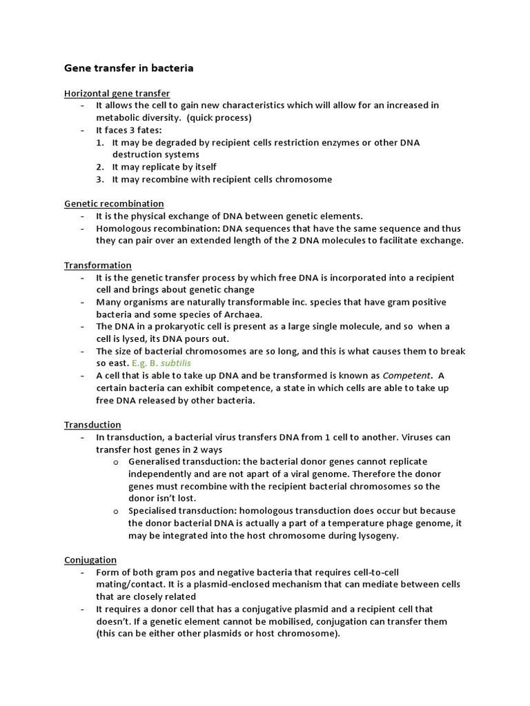 Bacterial Gene Transfer & Resistance | PDF | Bacteria | Dna
