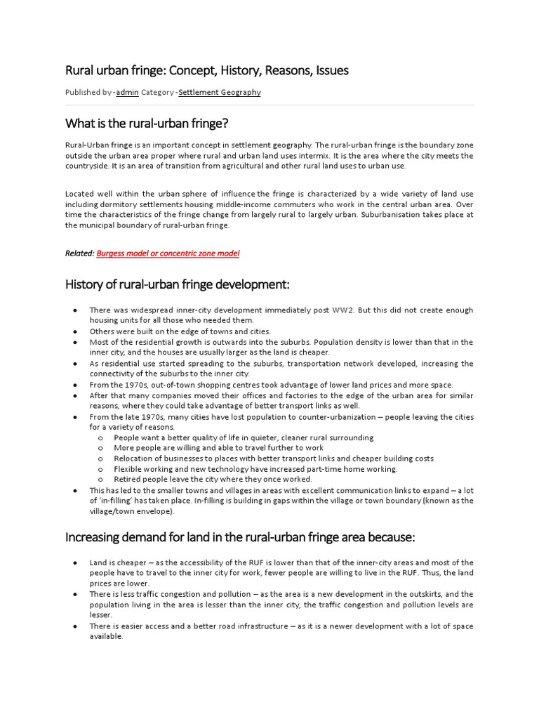 Rural Urban Fringe | PDF | Urban Sprawl | Suburb