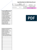 Learners' Names: Input Data Sheet For SHS E-Class Record