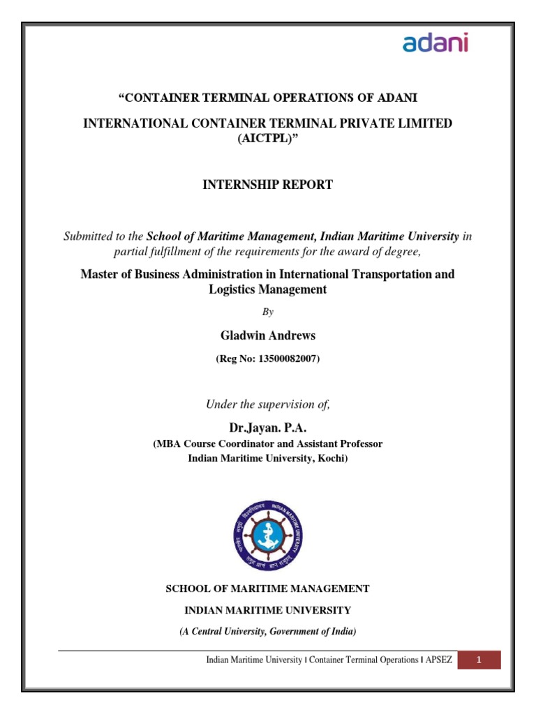 AICTPL Container Terminal Operations Report | PDF | Containerization ...