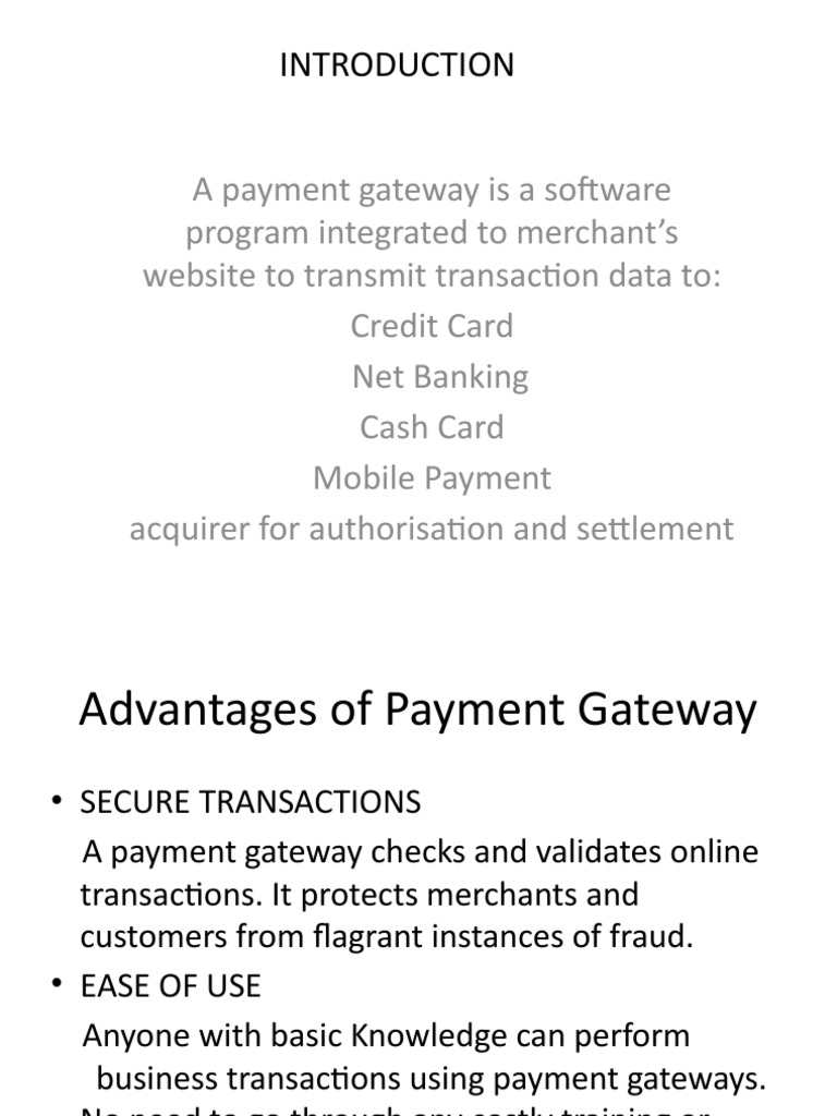 Advantages of Secure Payment Gateways | PDF