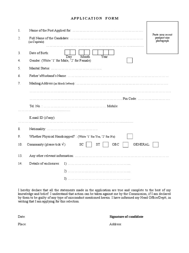 Job Application Form Template | PDF