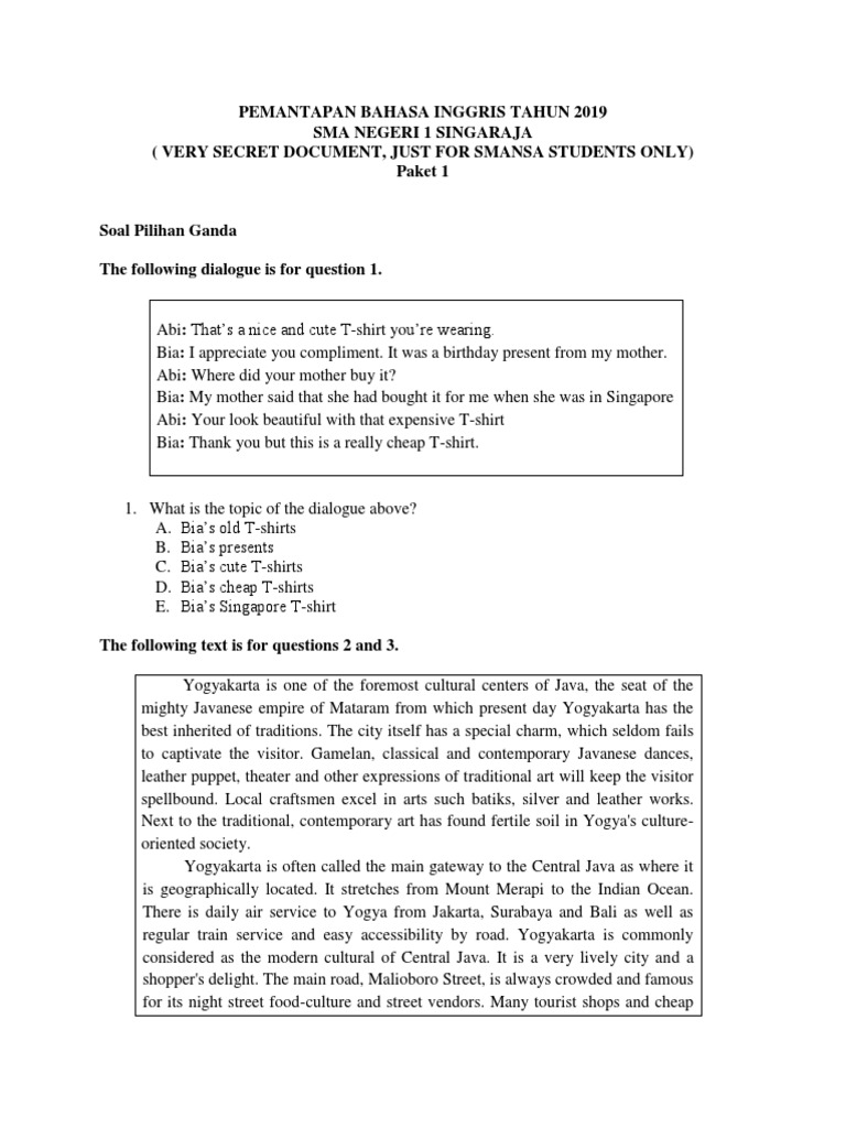 Pemantapan Bahasa Inggris Tahun 2019 Paket 1 Sleep Wellness