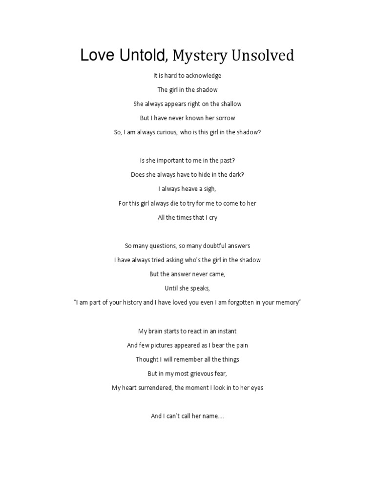 Love Untold, Mystery Unsolved PDF