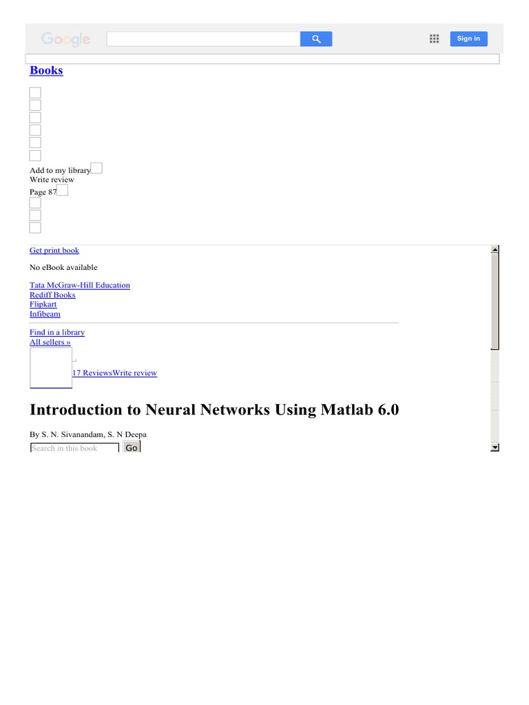 Introduction To Neural Networks Using Matlab 6.0 - S. N. Sivanandam, S ...