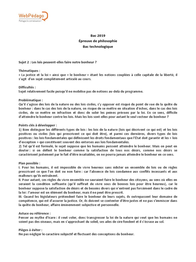 Sujet de dissertation philosophique bac 2019 03 image