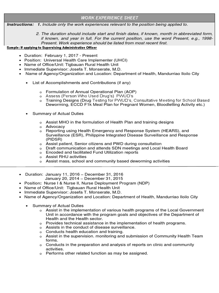 Attachment Csc Form No. 212 Blank