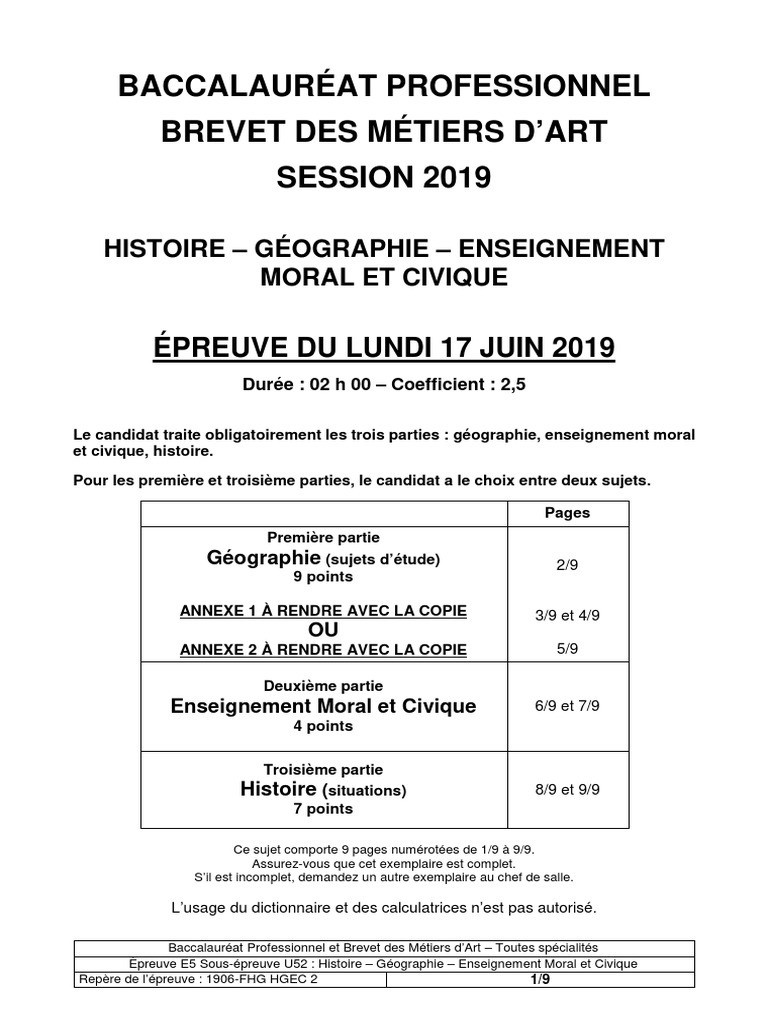 Corrige Bac Pro Histoire 2022 Sujet BCPHGEMC19 | PDF | Hijab | Woodrow Wilson