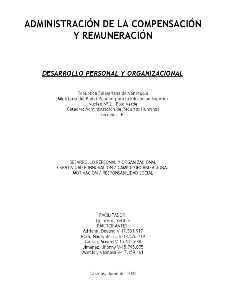 Desarrollo Personal y Organizacional | PDF | Desarrollo organizacional ...