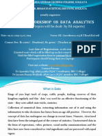A One-Week Workshop On Data Analytics: (Majority of Topics Will Be Dealt by ISI Experts)