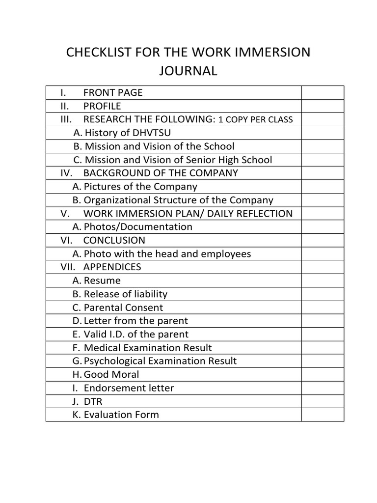 Work Immersion Journal | PDF | Bachelor's Degree | Vocational Education
