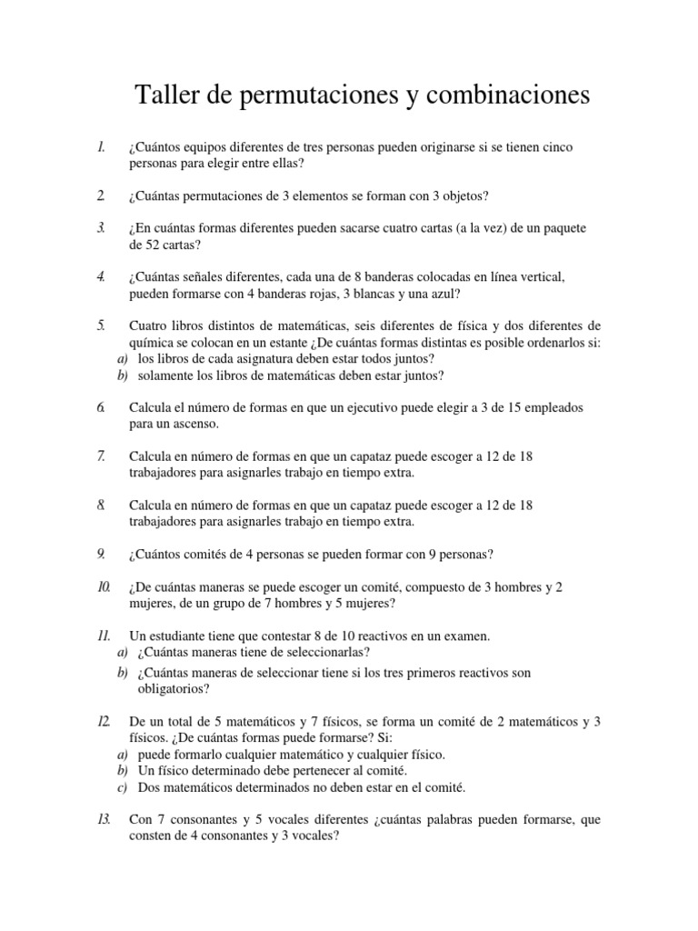 Permutaciones y Combinaciones | PDF | Permutación | Business