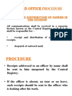 Detailed Office Procedure: Receipt and Distribution of Papers in The Division