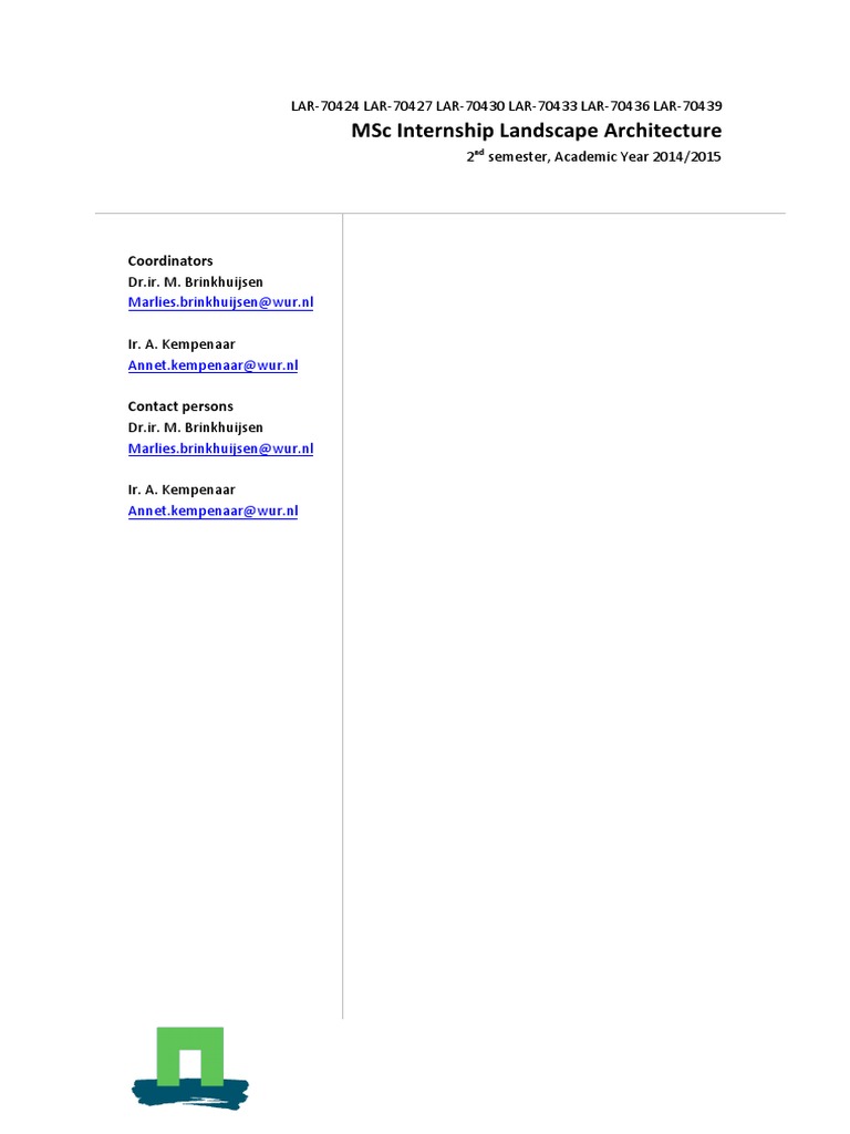 Course Guide Internship Landscape Architecture Feb 2015 PDF | PDF ...