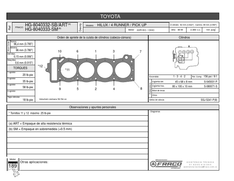 Toyota 22R | Máquinas | Ingeniería de Sistemas