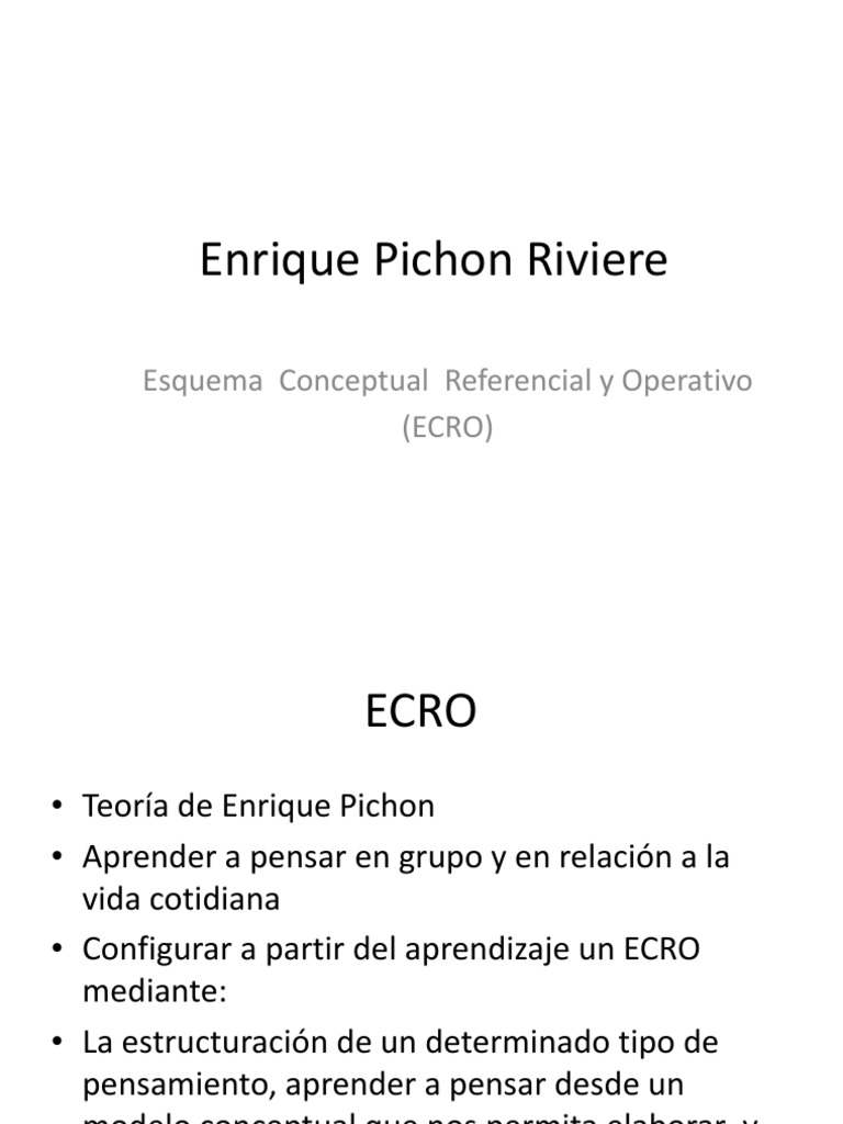 ECRO: Teoría de Pichon Riviere | PDF | Teoría | Aprendizaje