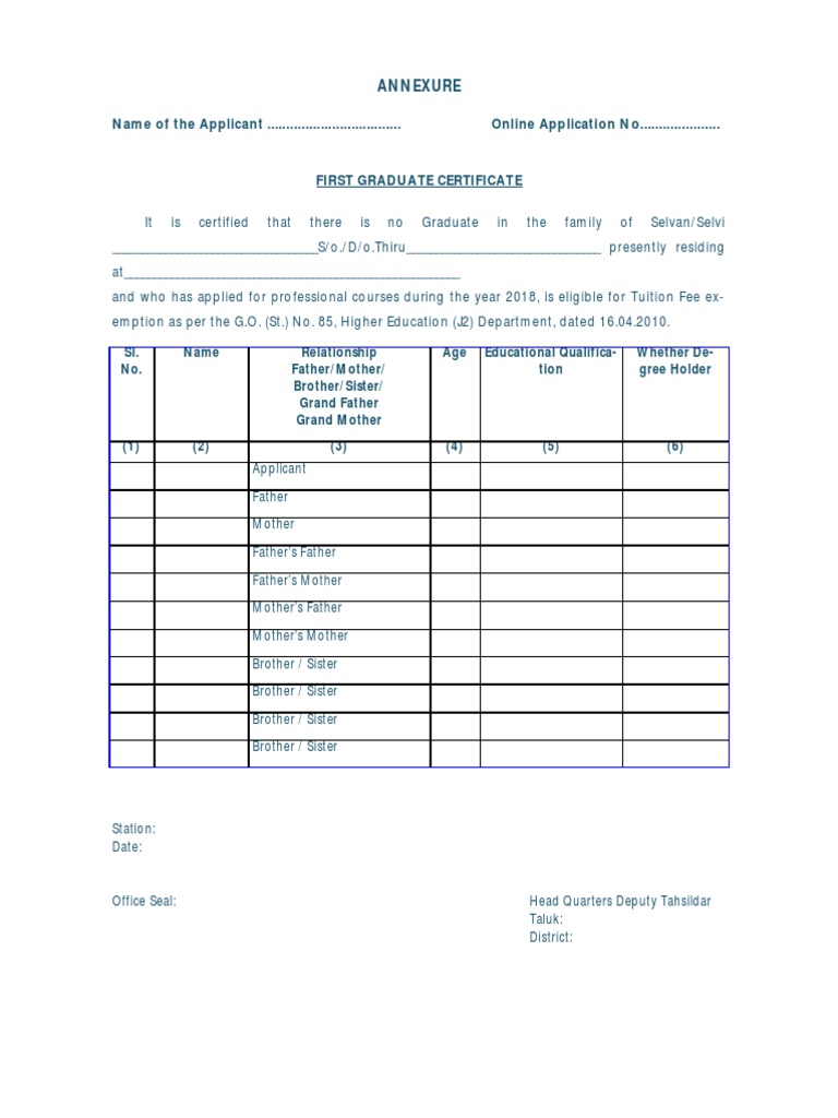 First Graduate Certificate Declaration Form | PDF | Social Institutions ...