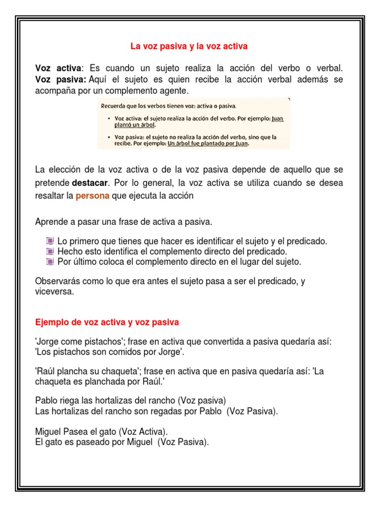 La Voz Pasiva y La Voz Activa | PDF | Verbo | Asunto (gramática)
