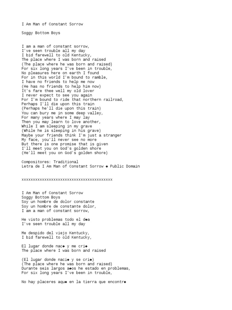 I Am Man Of Constant Sorrow