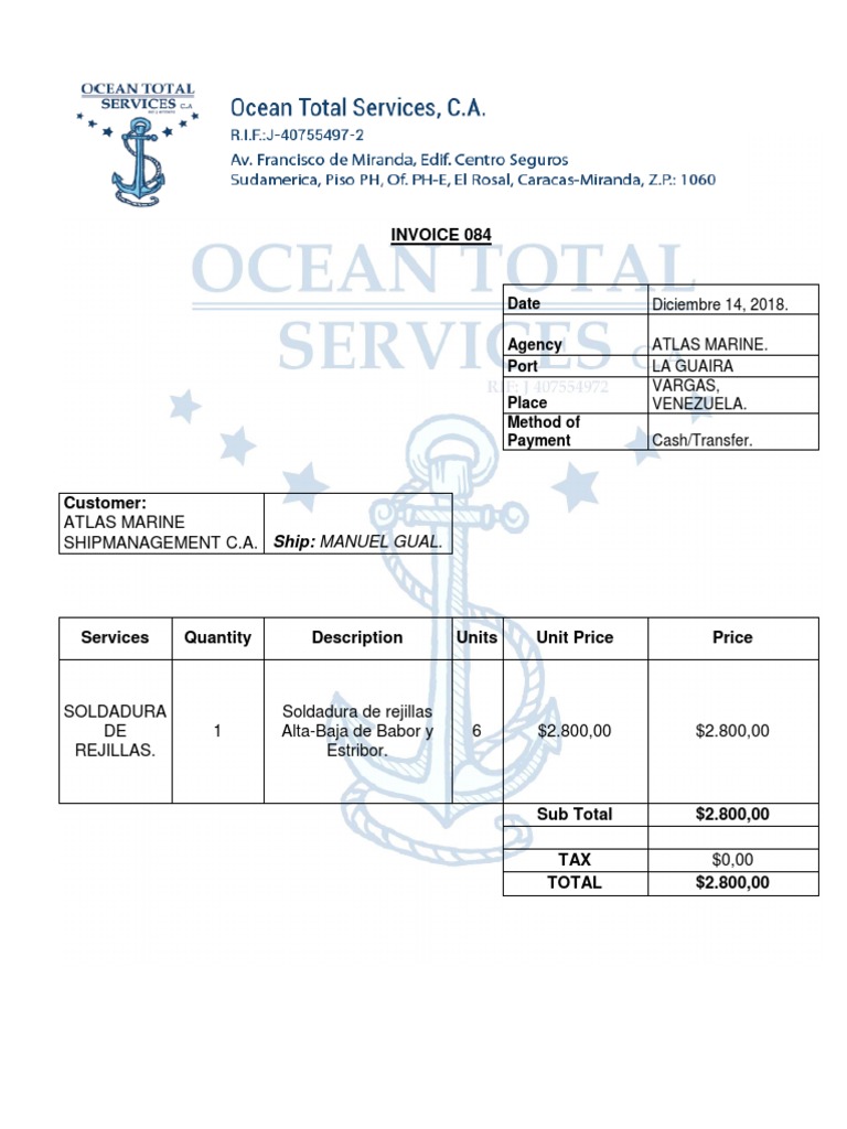 Invoice for Atlas Marine | PDF | Payments | Economies