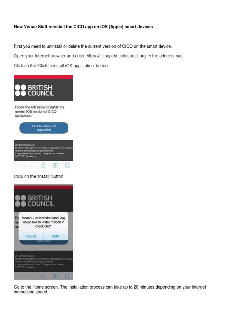 Reinstalling CICO App for Venue Staff | PDF | Computers