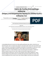 Manuela Carneiro Da Cunha - Antropóloga Militante - Revista Pesquisa Fapesp