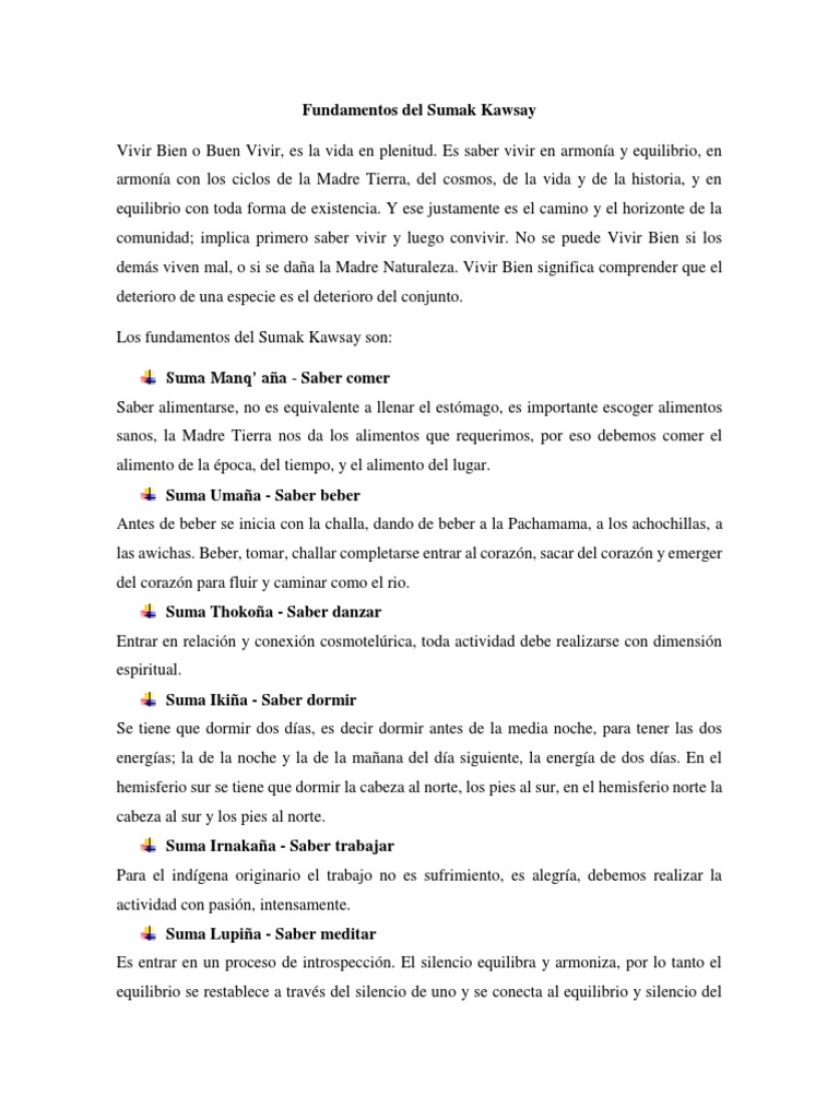 Fundamentos Del Sumak Kawsay PDF