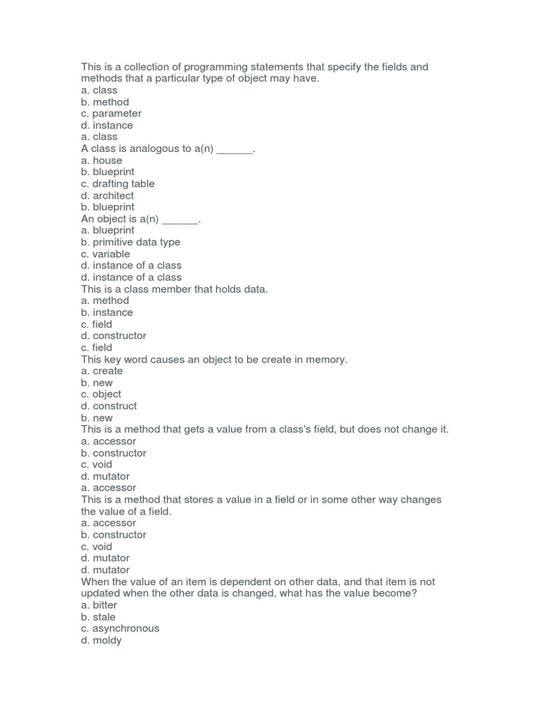 Java Programming Concepts Quiz | PDF | Inheritance (Object Oriented ...