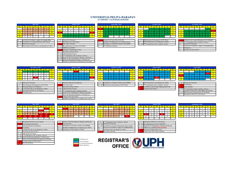 UPH Academic Calendar 20192020 PDF Academic Term Fee