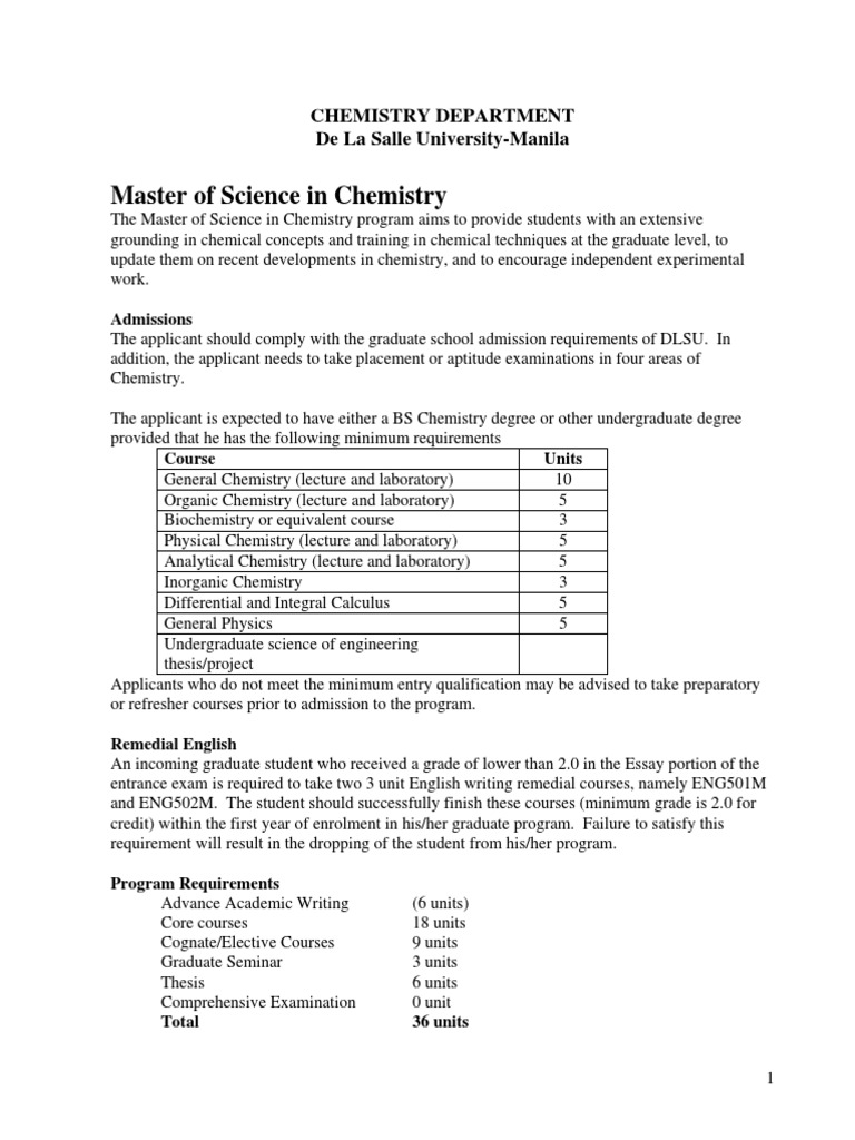 DLSU - MS Chem | PDF | Thesis | Postgraduate Education