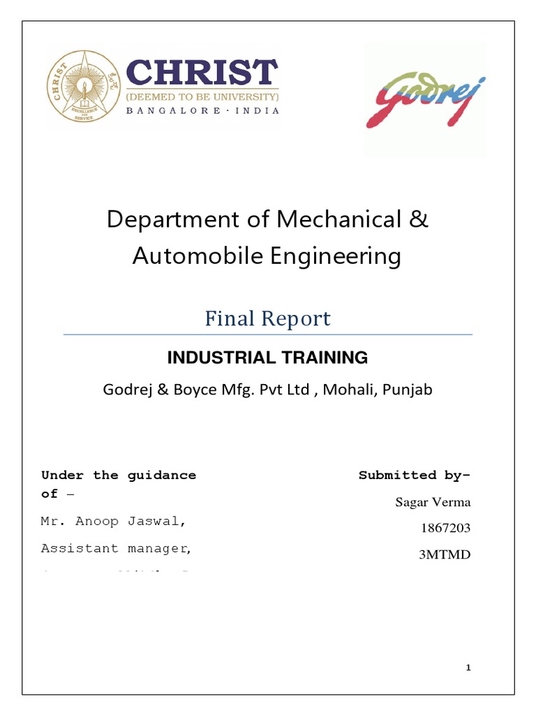 An Analysis of Sagar Verma's 30Day Industrial Training Report on
